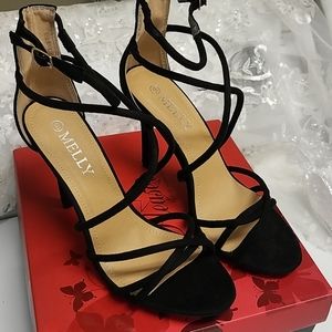 NIB Black Pleaser Melly Strap Heels